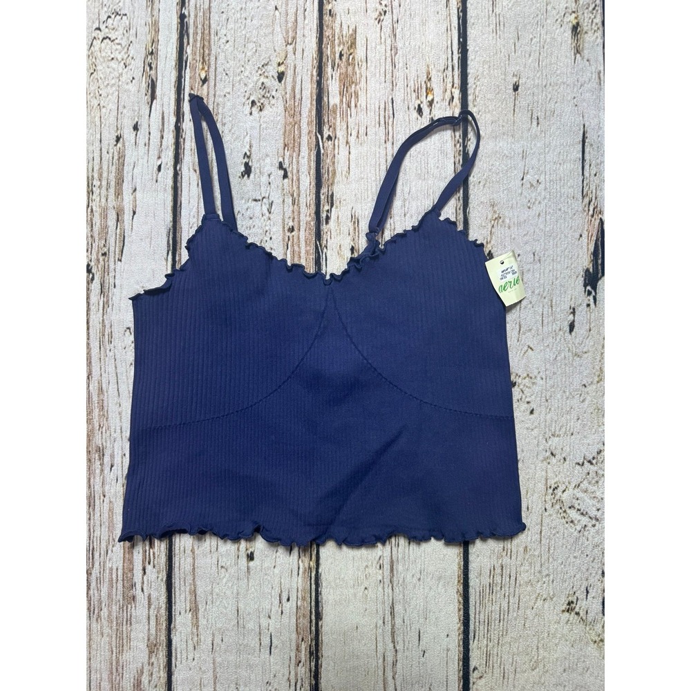 Aerie Navy cropped ribbed tank top‎ small NWT